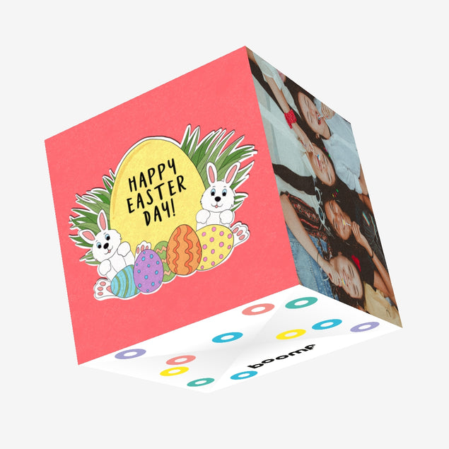 Adorable Bunnies And Colourful Eggs Easter Confetti-exploding Greetings Card