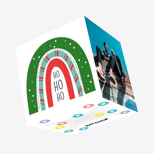 Rainbow Ho-Ho-Ho Christmas Confetti-exploding Greetings Card