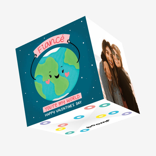 Happy Valentine's Day Fiance You Are My World Confetti-exploding Greetings Card