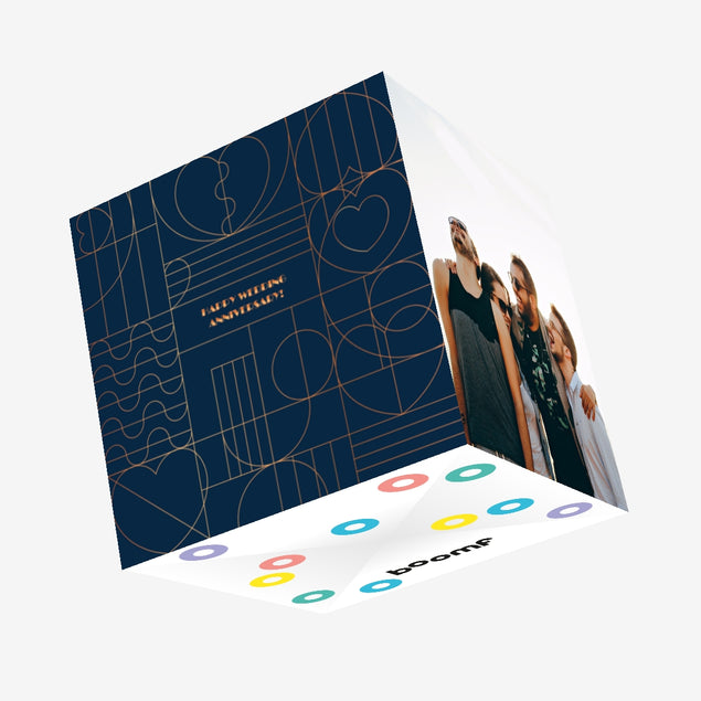 Happy Wedding Anniversary Graphic Hearts Confetti-exploding Greetings Card