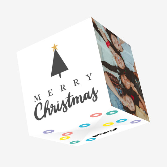 Merry Christmas Minimalist Christmas Tree With A Star Confetti-exploding Greetings Card