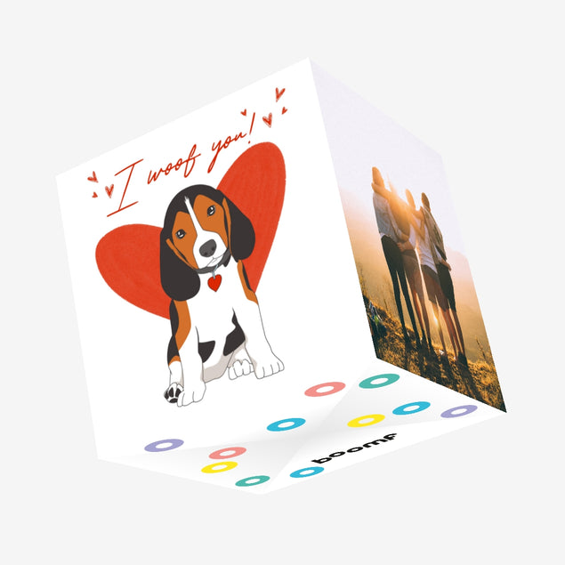 I Woof You Beagle Valentine's Confetti-exploding Greetings Card
