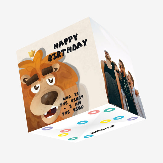 Happy Lion Happy Birthday Confetti-exploding Greetings Card