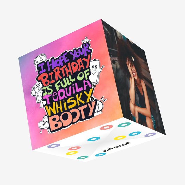 I Hope Your Birthday Is Full Of Tequila Whisky And Booty Confetti-exploding Greetings Card