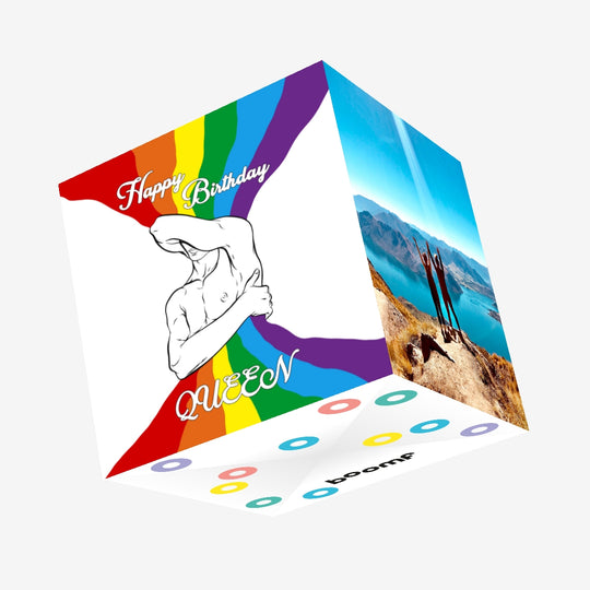 Happy Birthday Queen Rainbow Confetti-exploding Greetings Card