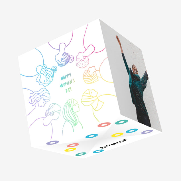 Colourful Minimalism Happy Women's Day Confetti-exploding Greetings Card