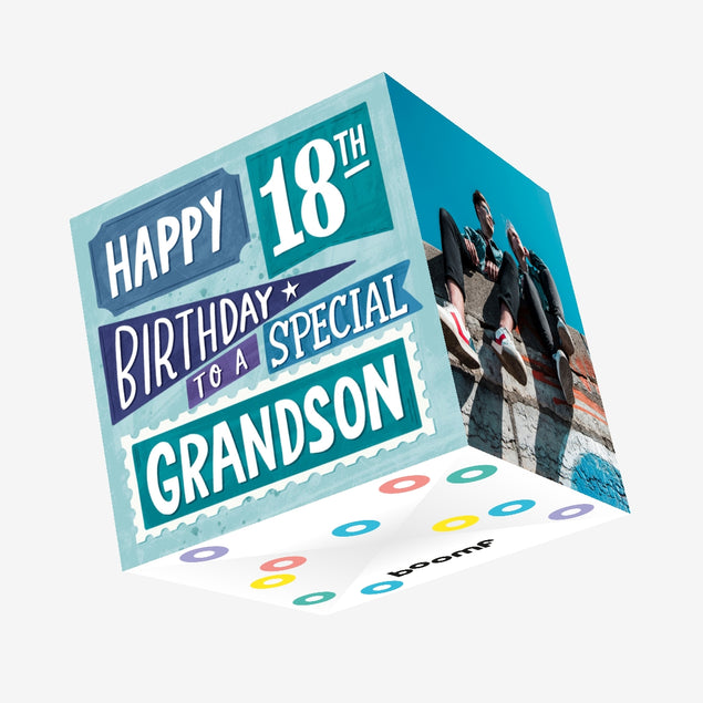 Special Grandson 18th Birthday Confetti-exploding Greetings Card