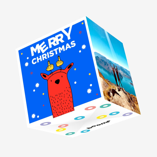 Merry Christmas Funny Deer Confetti-exploding Greetings Card