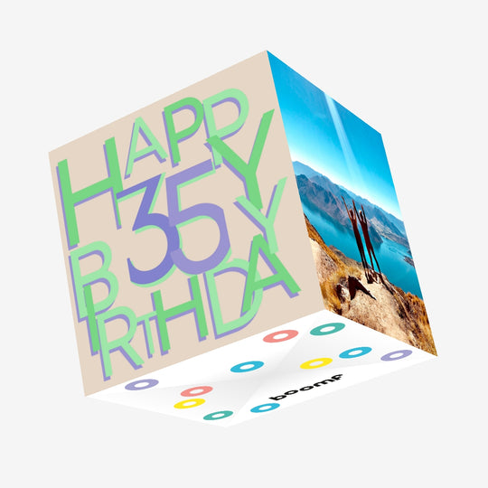 Happy 35th Birthday Funny Green Font Confetti-exploding Greetings Card