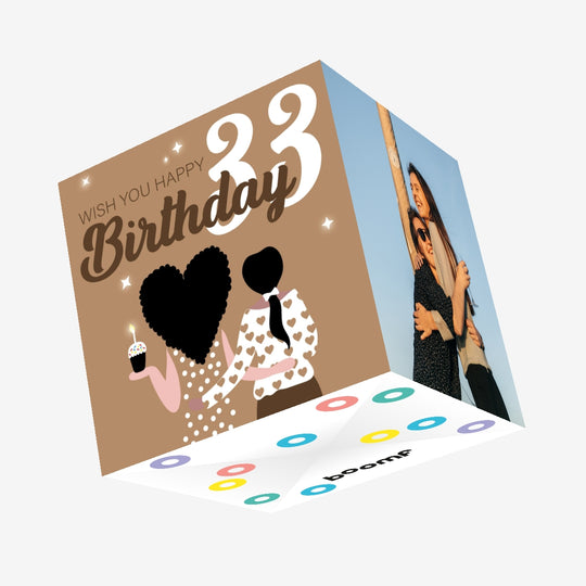 Wish You Happy 33rd Birthday Confetti-exploding Greetings Card