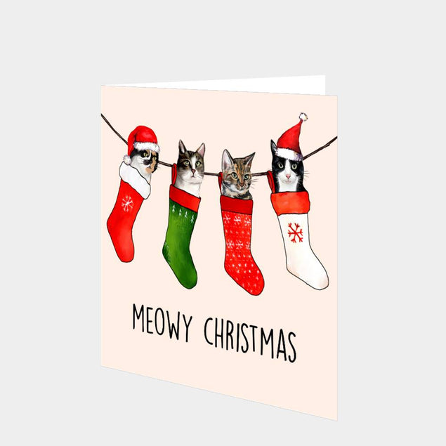 Meowy Christmas Stockings Card