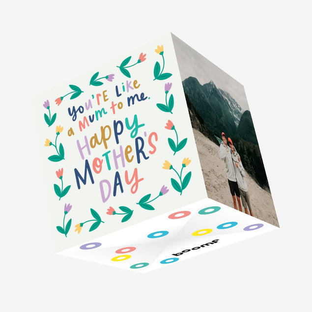 You're Like A Mum To Me Colourful Flowers Mother's Day Confetti-exploding Greetings Card