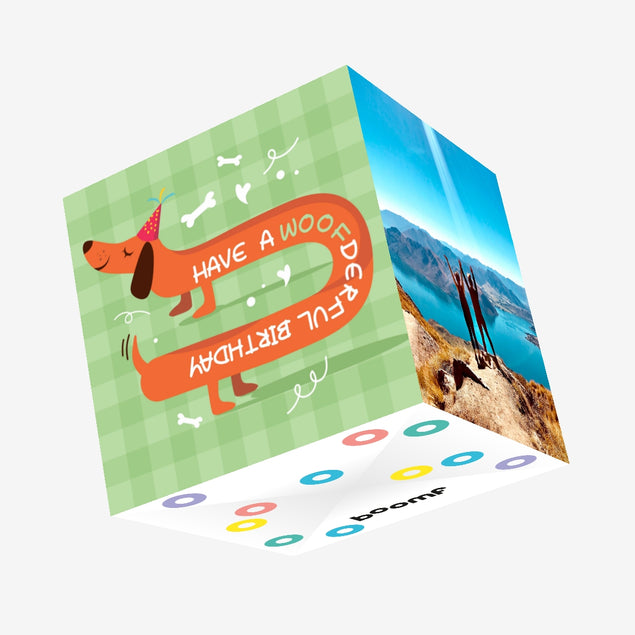 Have A Woofderful Birthday Cute Dachshund Confetti-exploding Greetings Card