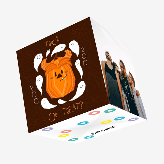 Trick Or Treat Cute Pumpkin Happy Halloween Confetti-exploding Greetings Card