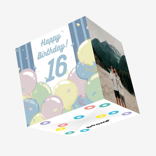 Happy 16th Birthday Balloons Confetti-exploding Greetings Card