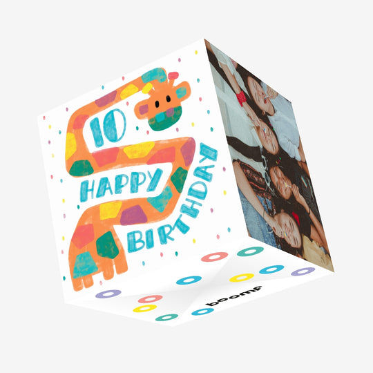 Happy 10th Birthday Giraffe Confetti-exploding Greetings Card