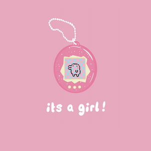 Funny Retro 90s-inspired Tamagotchi New Baby Girl Greeting Card - 1