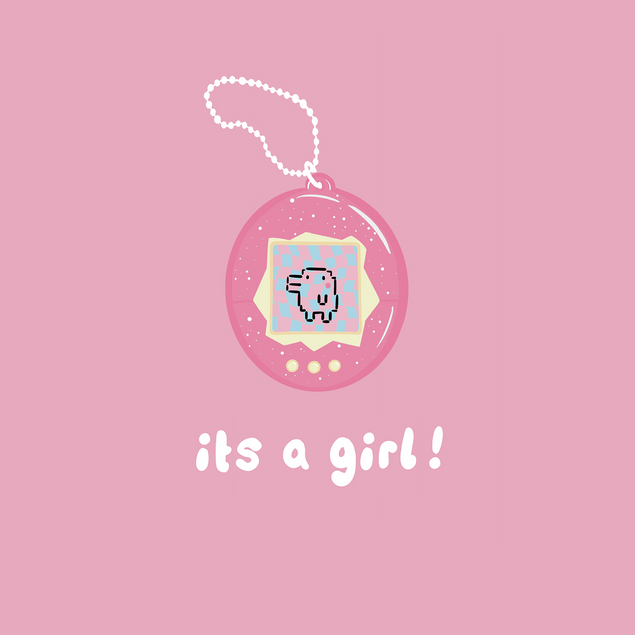 Funny Retro 90s-inspired Tamagotchi New Baby Girl Greeting Card - 1