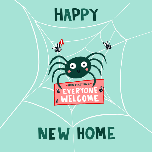 Cute Funny Spider New Home Card - 1