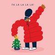 Funny Christmas Tree Puffa Jacket Snowman Christmas Card - 1