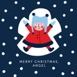 Cute Snow Angel Child Christmas Card - 1