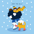 Cute Ice Skating Christmas Card with Cat - 1
