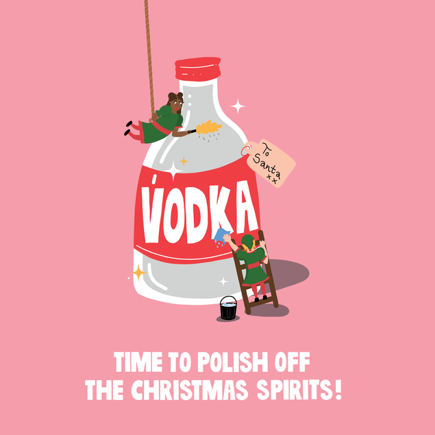 Funny Christmas Elves Vodka Drinking Christmas Card - 1