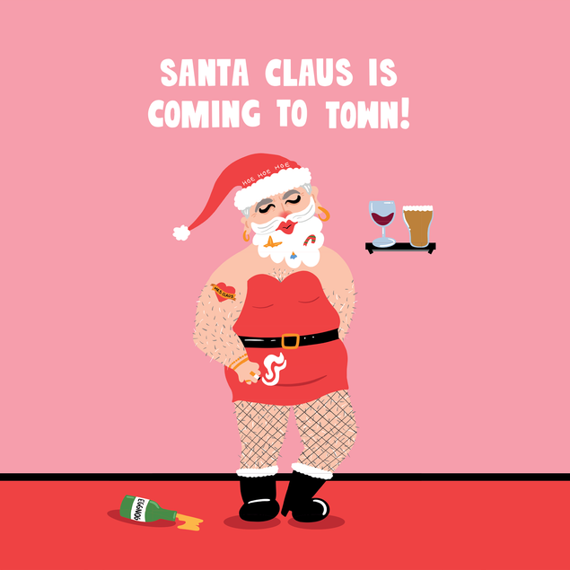 Funny Drinking Santa Claus Christmas Card  - 1