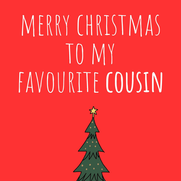 Favourite cousin Christmas card funny for him for her traditional red - 1