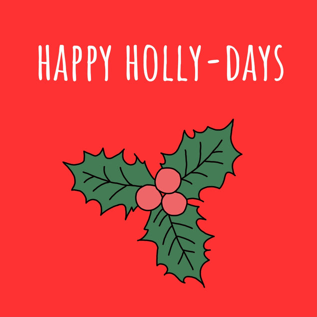 Cute Christmas funny card holly for him for her traditional red - 1