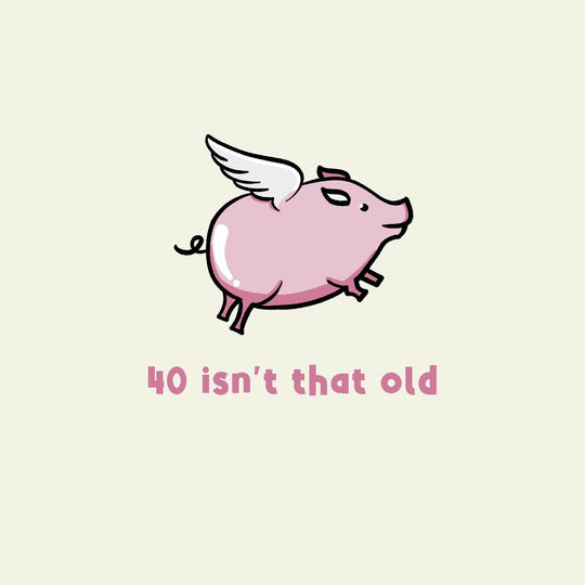 Flying Pig 40th Birthday Card