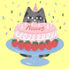 Adorable Cat And Cake Birthday Card