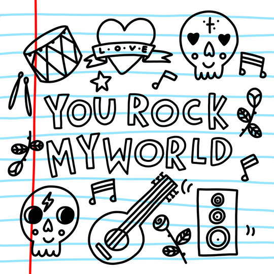 You Rock My World Notebook Doodles Valentine's Day Card