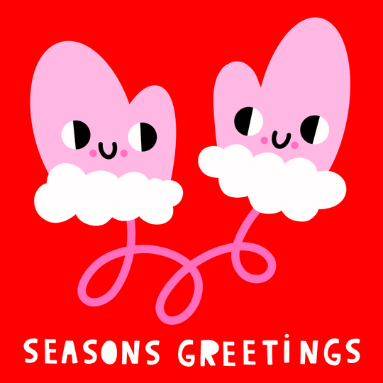 Season's Greetings Cute Mittens Christmas Card
