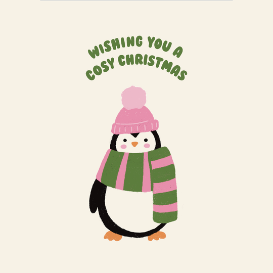 Cute Penguin Cosy Christmas Card