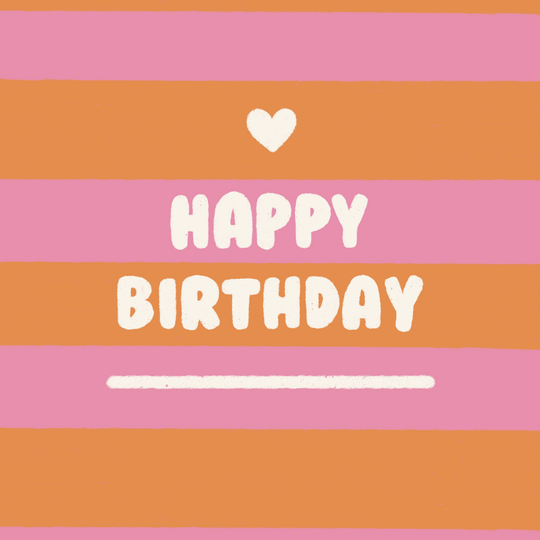 Pink And Orange Stripes Birthday Card