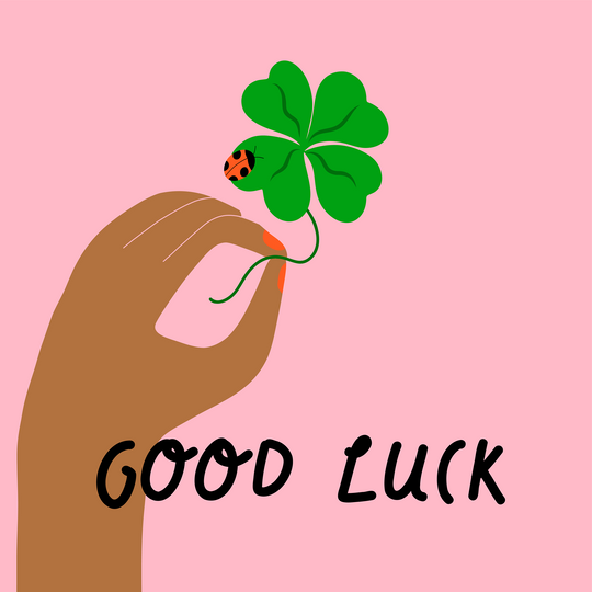Four-Leaf Clover And Ladybug Good Luck Card