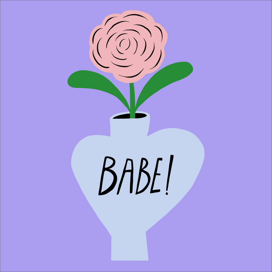 Rose In Vase Babe Card