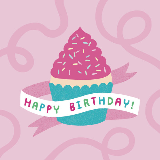 Pink Cupcake With Sprinkles Birthday Card