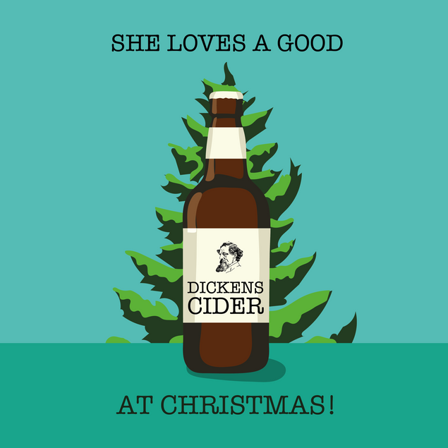 Rude Dickens Cider Christmas card for her - 1