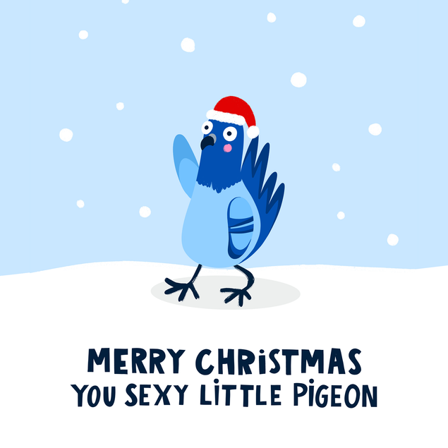 Funny Sexy Pigeon Christmas Card - 1