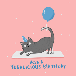 Cat Yoga Birthday Card - 1