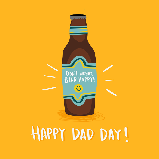 Funny Father's Day Beer Drinking Illustrated Card - 1