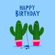 Funny Cacti Popped Balloon Birthday Card