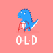 Old Blue Dinosaur Birthday Card