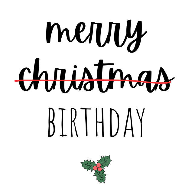 Funny December birthday card Christmas for him for her Merry crossout - 1