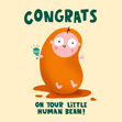 Funny Human Bean New Baby Baked Bean Card - 1