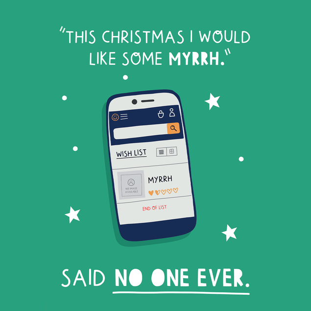 Funny Christmas List Myrrh Christmas Card - 1