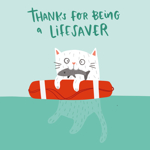 Lifesaver Cat Thank You Card - 1