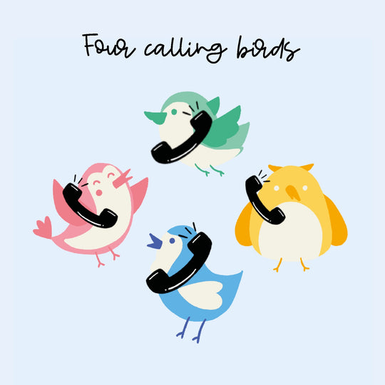 Four Calling Birds Christmas Card